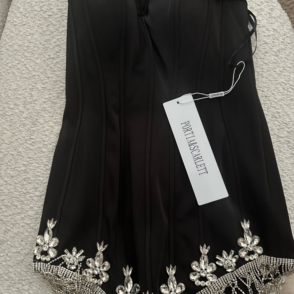 Portia and Scarlett Black Mini dress with fringe (PS23178)